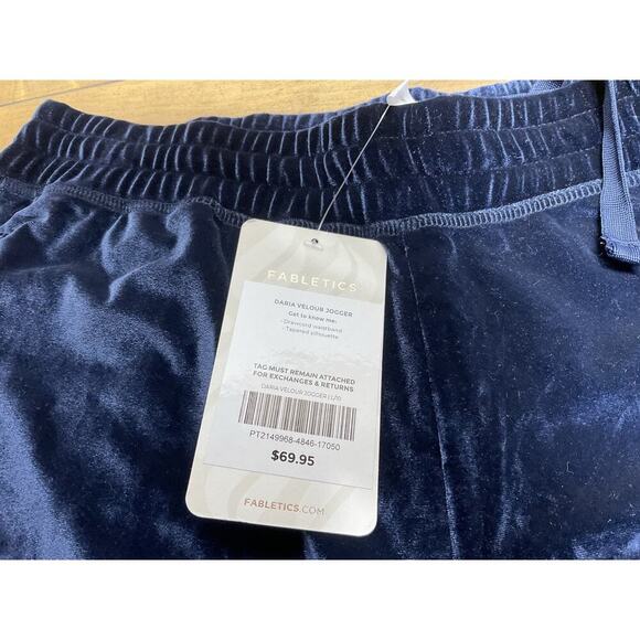 Fabletics Women's Luxe Daria Velour Drawstring Joggers Deep Navy Large NWT - Picture 5 of 10